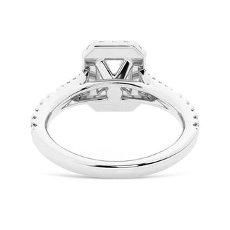 Emerald Cut Split-Shank Halo Engagement Ring - MSBLUE Jewelry