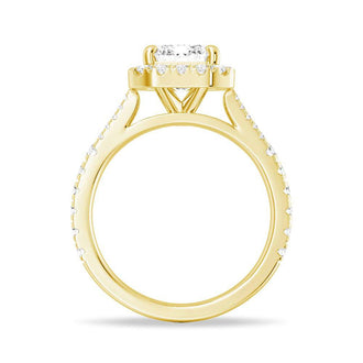 Emerald Cut Split-Shank Halo Engagement Ring - MSBLUE JEWELRY