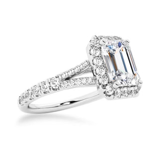 Emerald Cut Split-Shank Halo Engagement Ring - MSBLUE Jewelry