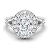 Oval Cut Split-Shank Halo Engagement Ring