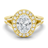 Oval Cut Split-Shank Halo Engagement Ring