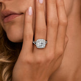 Princess Cut Split Shank Moissanite Halo Engagement Ring