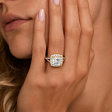 Princess Cut Split Shank Moissanite Halo Engagement Ring
