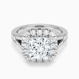 Princess Cut Split Shank Moissanite Halo Engagement Ring