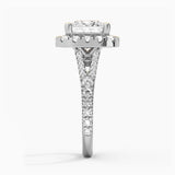 Princess Cut Split Shank Moissanite Halo Engagement Ring