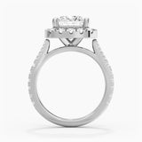 Princess Cut Split Shank Moissanite Halo Engagement Ring