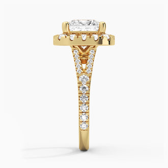 Princess Cut Split Shank Moissanite Halo Engagement Ring