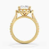 Princess Cut Split Shank Moissanite Halo Engagement Ring