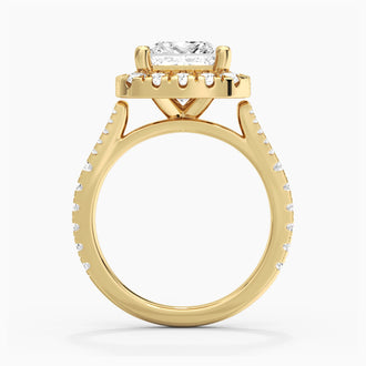 Princess Cut Split Shank Moissanite Halo Engagement Ring
