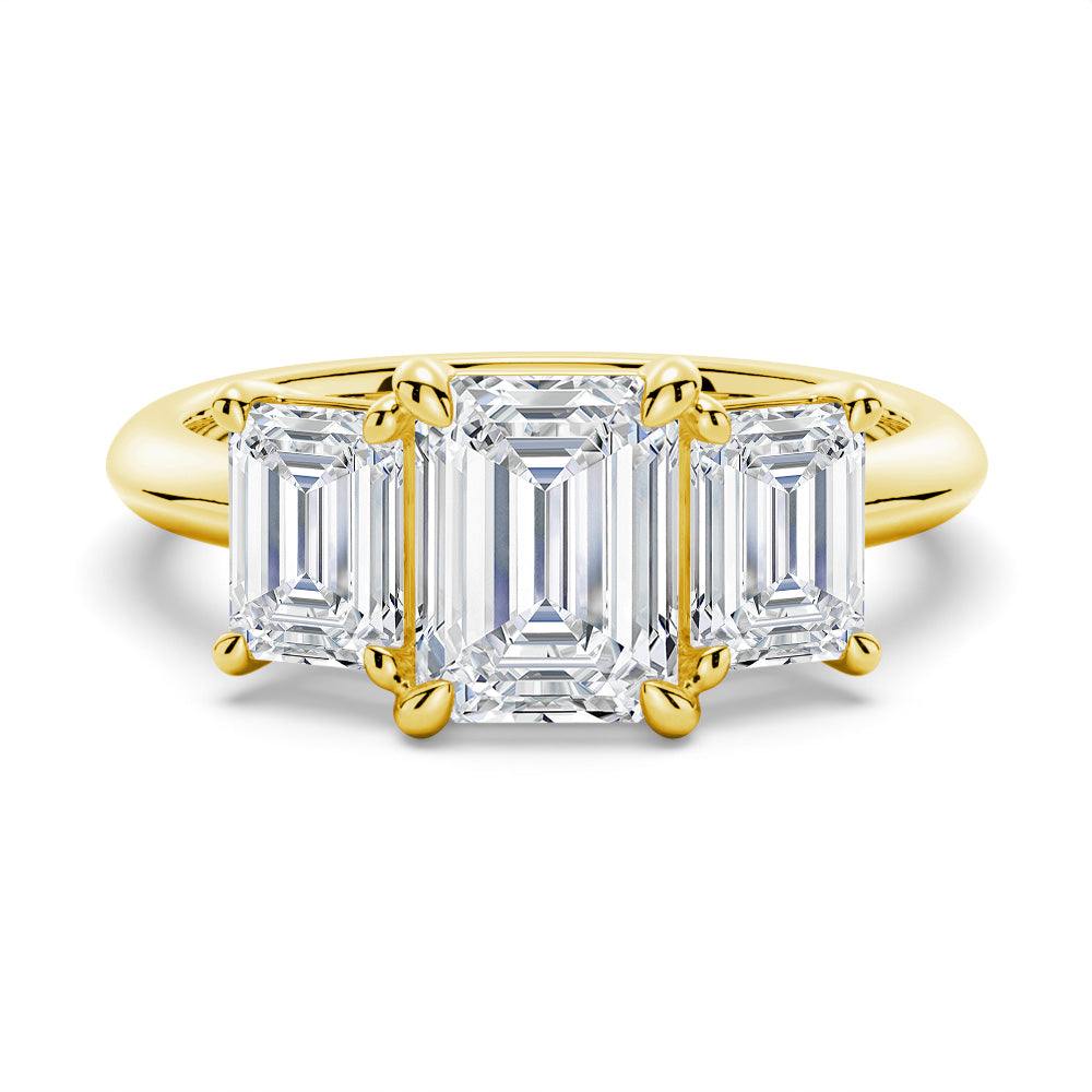 NEW Emerald Cut Three Stone Moissanite Engagement Ring