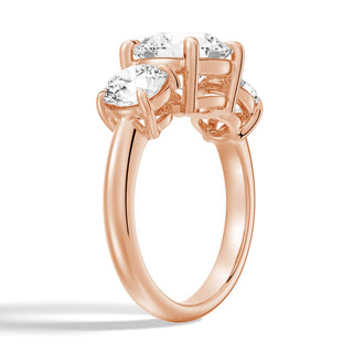 Round Cut Three Stone Engagement Ring - MSBLUE JEWELRY