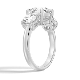 Round Cut Three Stone Engagement Ring - MSBLUE JEWELRY