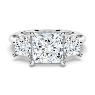 Princess Cut Three Stone Engagement Ring - MSBLUE JEWELRY