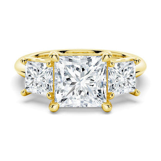 Princess Cut Three Stone Engagement Ring - MSBLUE JEWELRY
