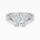 Cushion Cut Split Shank Moissanite Engagement Ring