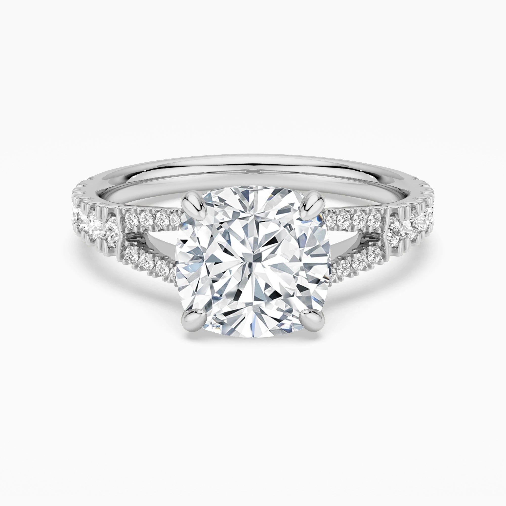 Cushion Cut Split Shank Moissanite Engagement Ring
