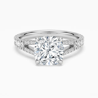 Cushion Cut Split Shank Moissanite Engagement Ring
