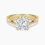 Cushion Cut Split Shank Moissanite Engagement Ring