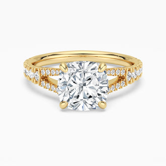 Cushion Cut Split Shank Moissanite Engagement Ring