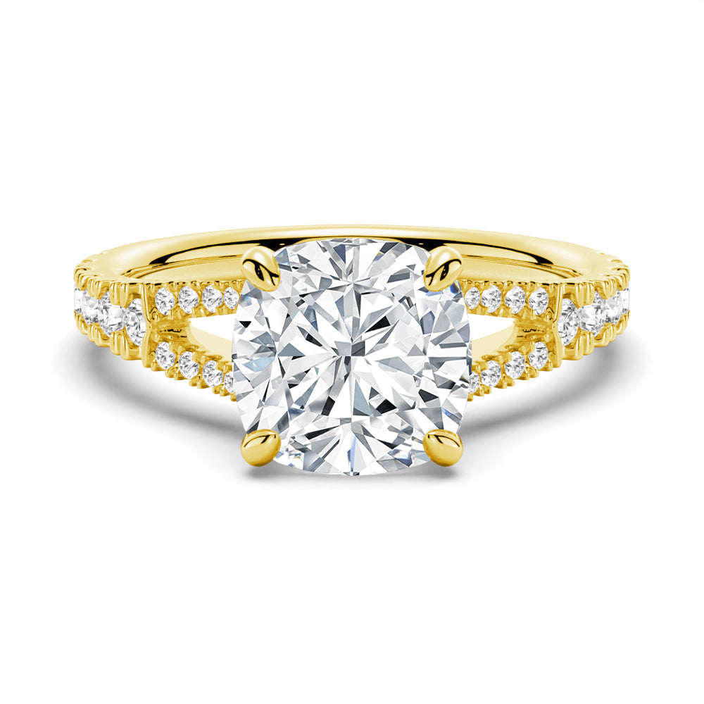 NEW Cushion Cut Split-Shank Moissanite Engagement Ring