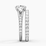 Cushion Cut Split Shank Moissanite Ring Set with Matching Wedding Band