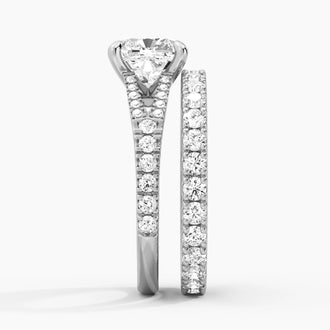 Cushion Cut Split Shank Moissanite Ring Set with Matching Wedding Band