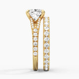 Cushion Cut Split Shank Moissanite Ring Set with Matching Wedding Band