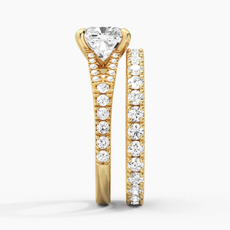 Cushion Cut Split Shank Moissanite Ring Set with Matching Wedding Band