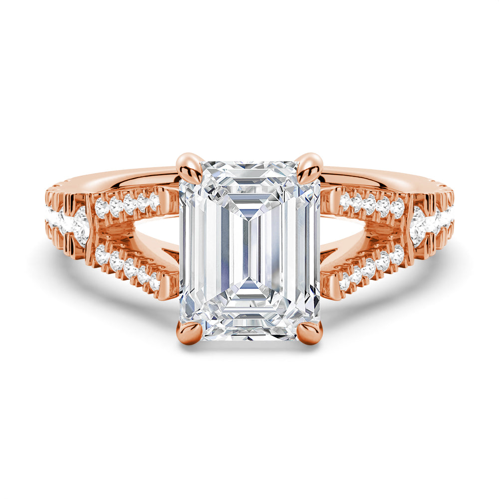 NEW Emerald Cut Split-Shank Moissanite Engagement Ring