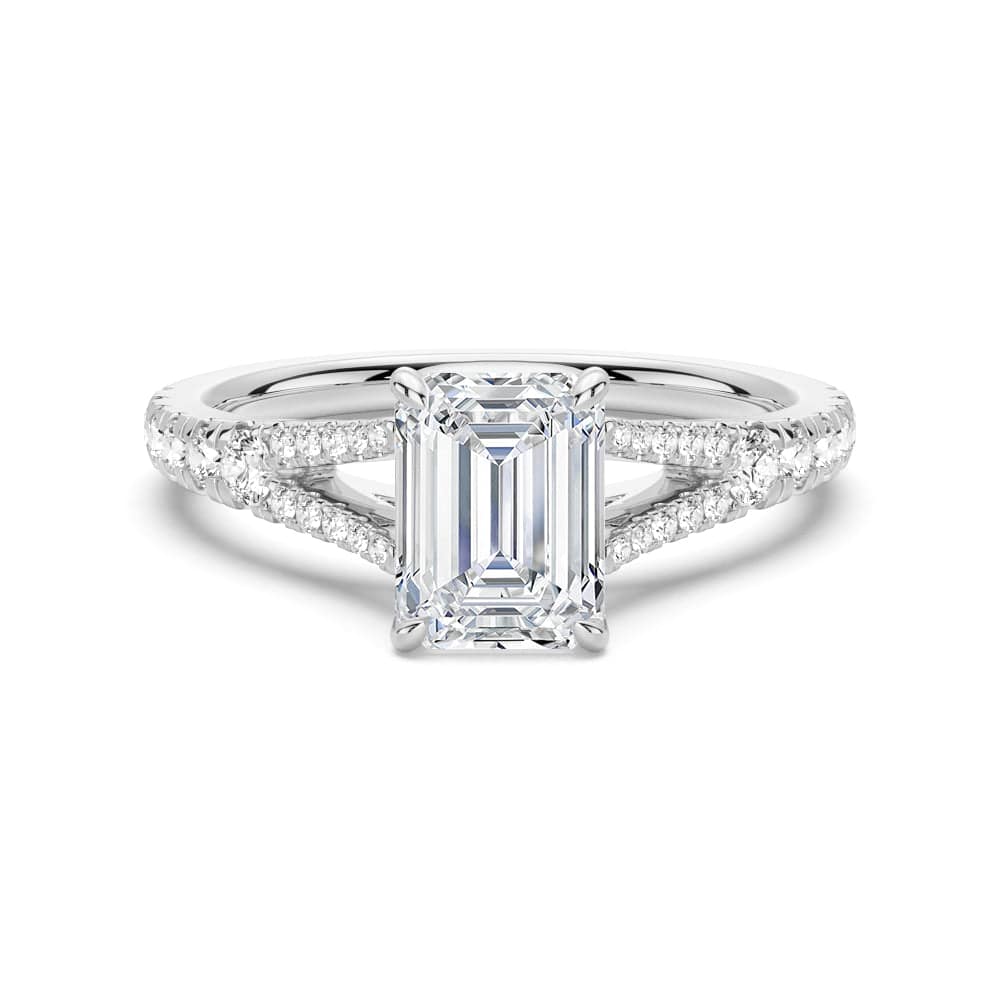 Emerald Cut Split-Shank Engagement Ring - MSBLUE JEWELRY