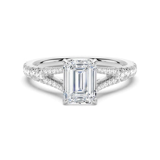 Emerald Cut Split-Shank Engagement Ring - MSBLUE JEWELRY