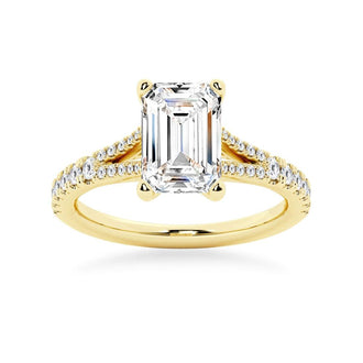 Emerald Cut Split-Shank Engagement Ring - MSBLUE Jewelry