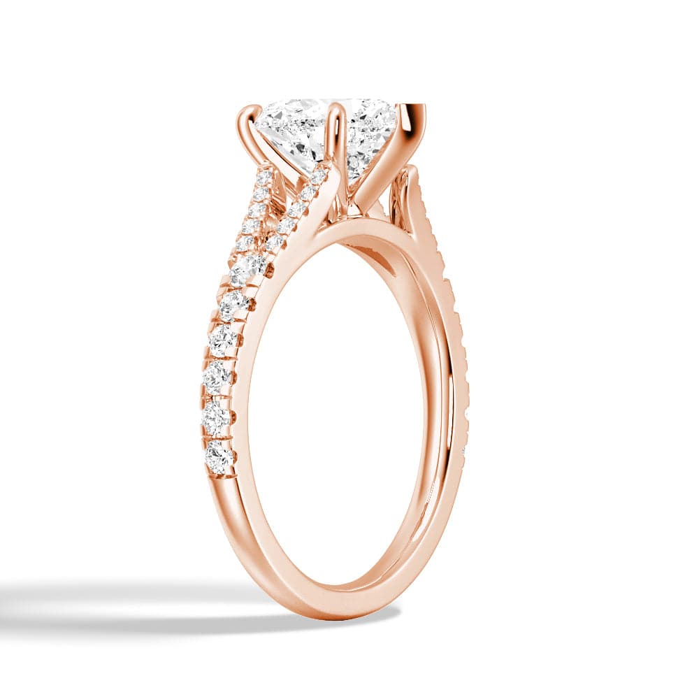 Heart Shaped Split-Shank Engagement Ring - MSBLUE JEWELRY