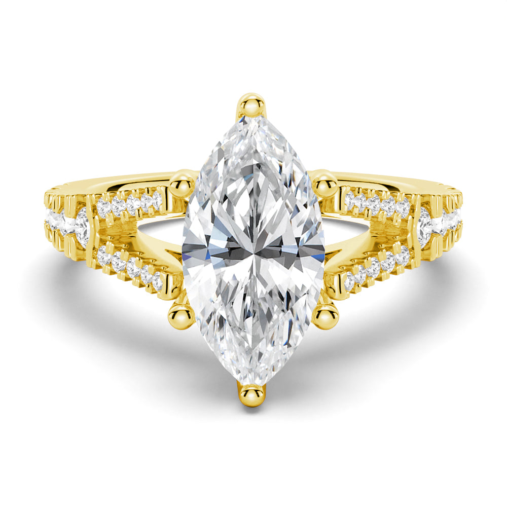 NEW Marquise Cut Split-Shank Moissanite Engagement Ring