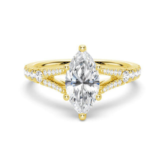 NEW Marquise Cut Split-Shank Moissanite Engagement Ring - MSBLUE JEWELRY