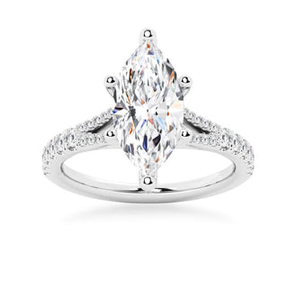 NEW Marquise Cut Split-Shank Moissanite Engagement Ring - MSBLUE Jewelry