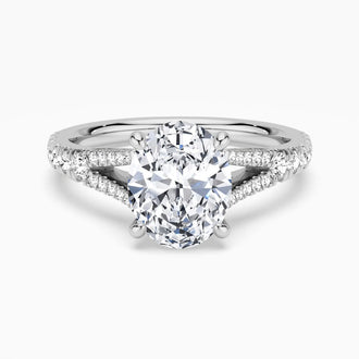 Oval Cut Split Shank Moissanite Engagement Ring
