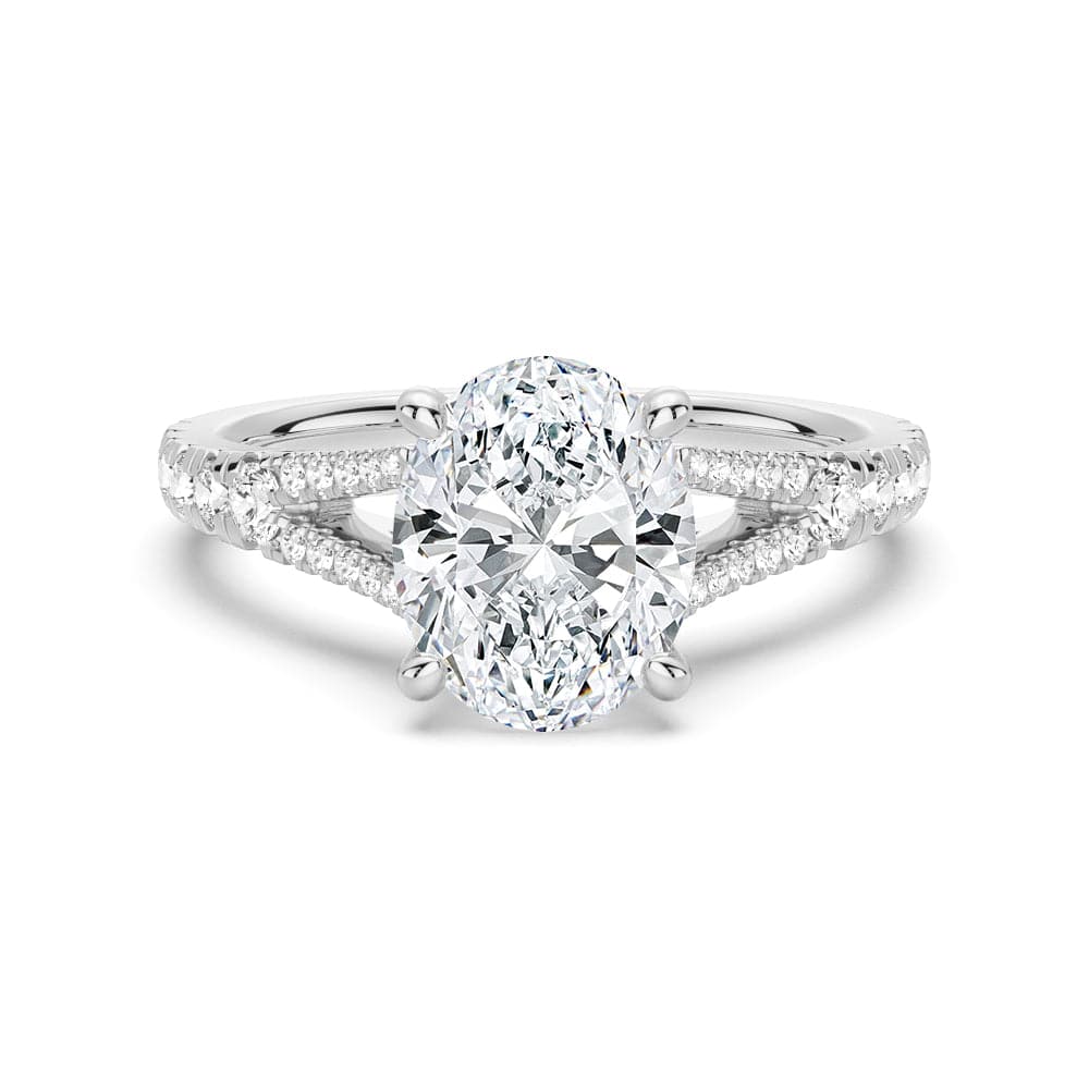 Oval Cut Split-Shank Engagement Ring - MSBLUE JEWELRY
