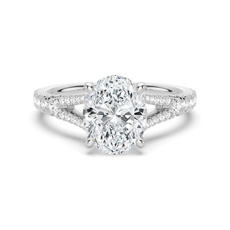 Oval Cut Split-Shank Engagement Ring - MSBLUE JEWELRY