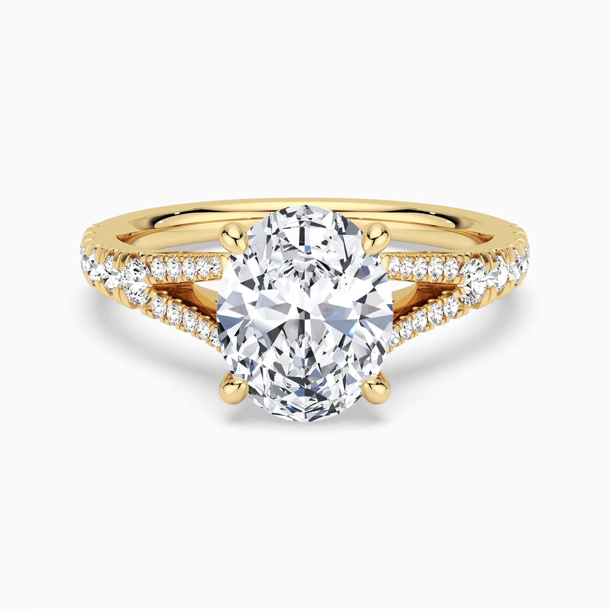 Oval Cut Split Shank Moissanite Engagement Ring