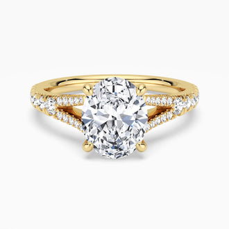 Oval Cut Split Shank Moissanite Engagement Ring