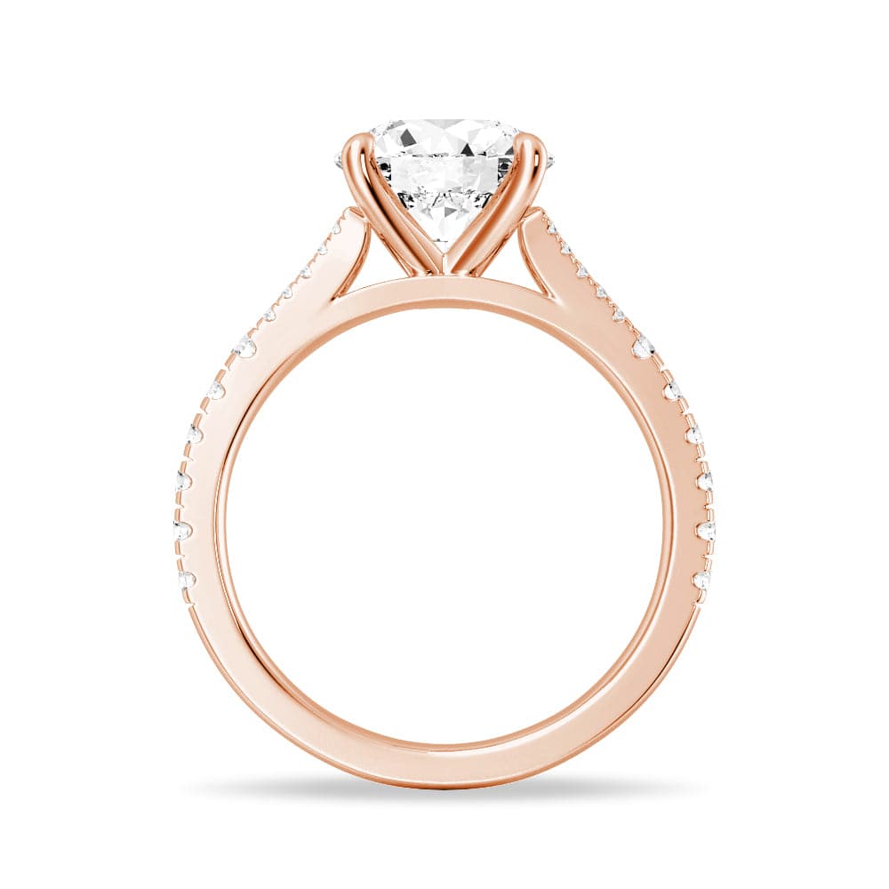 Round Cut Split-Shank Engagement Ring - MSBLUE JEWELRY