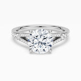 Round Cut Split Shank Moissanite Engagement Ring