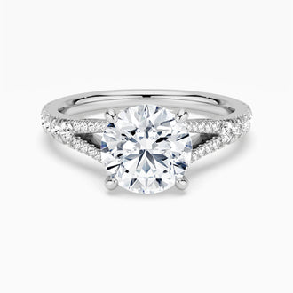 Round Cut Split Shank Moissanite Engagement Ring