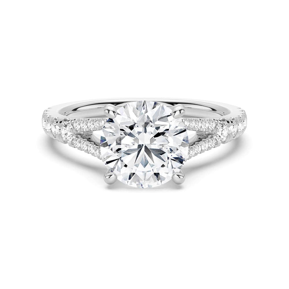 Round Cut Split-Shank Engagement Ring - MSBLUE JEWELRY