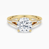 Round Cut Split Shank Moissanite Engagement Ring