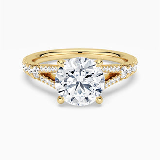 Round Cut Split Shank Moissanite Engagement Ring