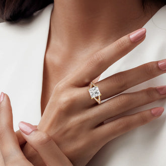Princess Cut Split Shank Moissanite Engagement Ring