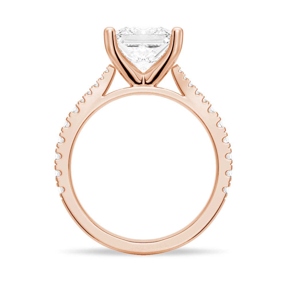 Princess Cut Split Shank Moissanite Couple's Ring Set with Men's Wedding Band