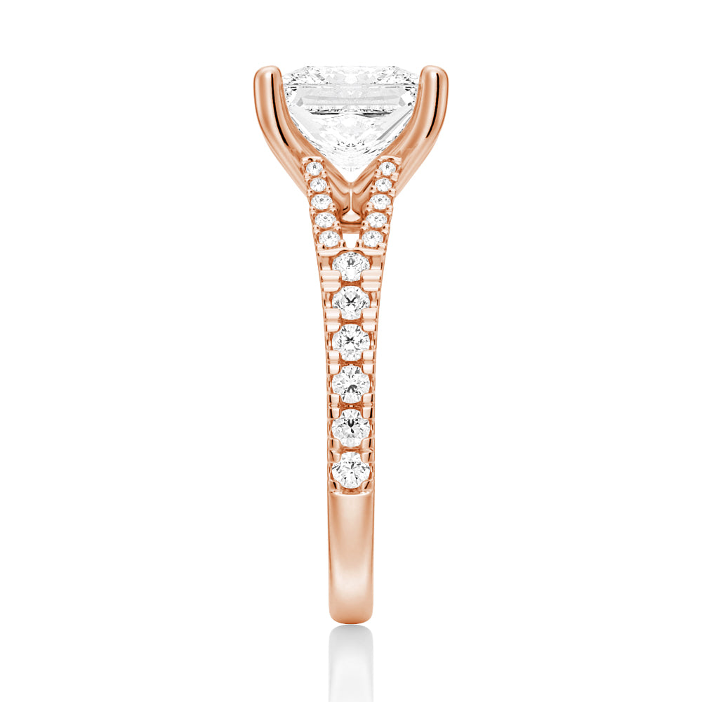 Princess Cut Split Shank Moissanite Couple's Ring Set with Men's Wedding Band